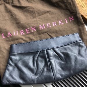Lauren Merkin clutch in metallic blue